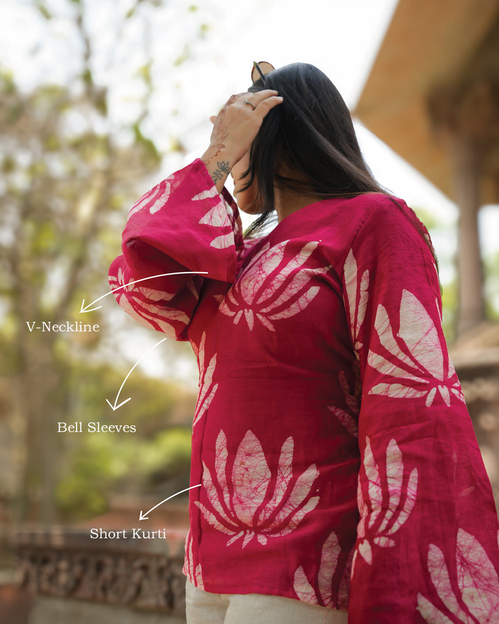 Rani Kamal Chanderi bell sleeves Kurti