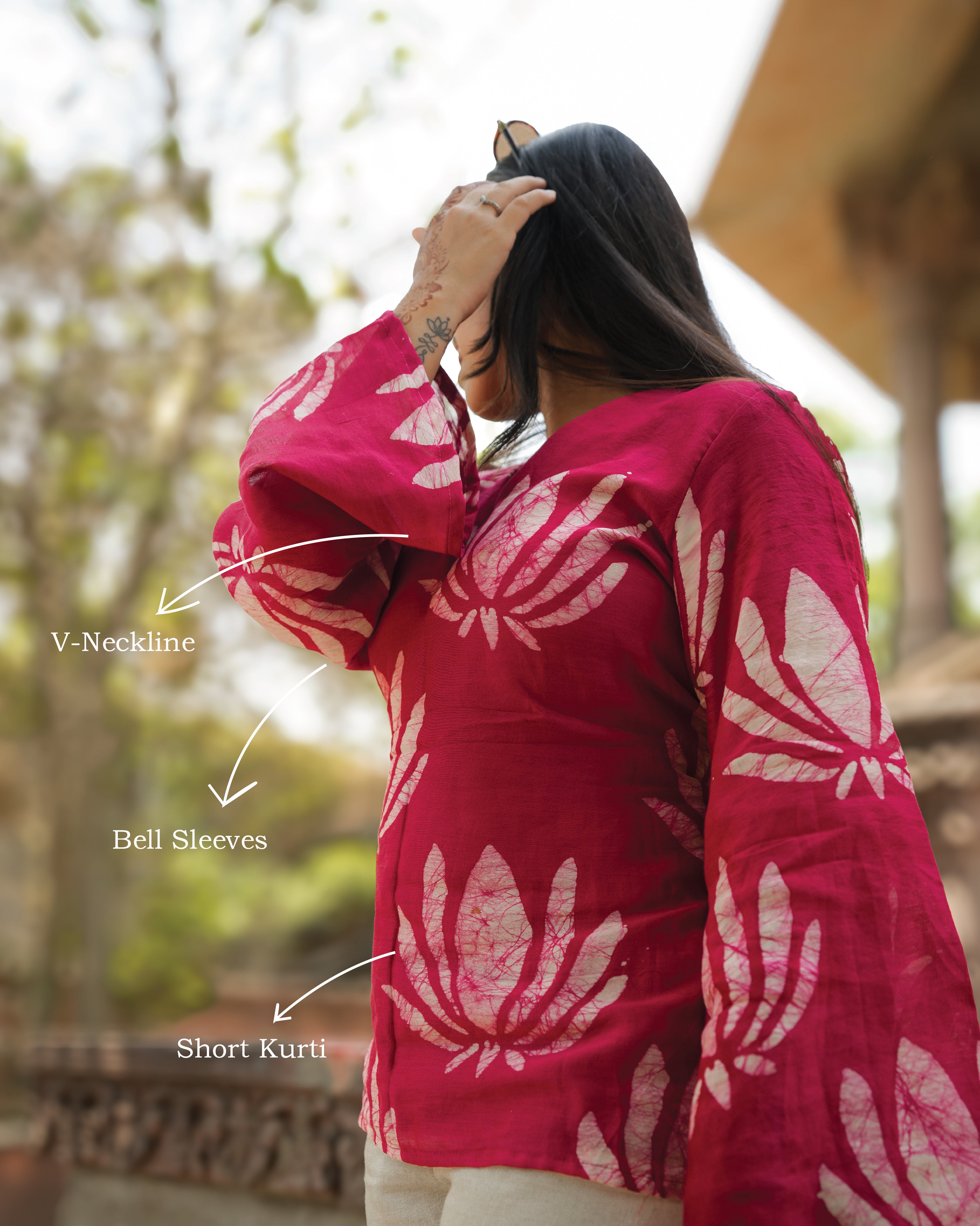 Rani Kamal Chanderi bell sleeves Kurti