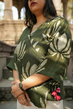 Gehra Green Kamal Chanderi Wrap around top