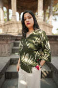 Gehra Green Kamal Chanderi Wrap around top