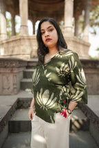 Gehra Green Kamal Chanderi Wrap around top