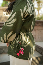Gehra Green Kamal Chanderi Wrap around top