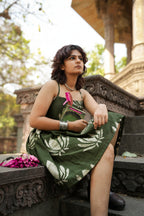 Gehra Green kamal Chanderi hot short dress