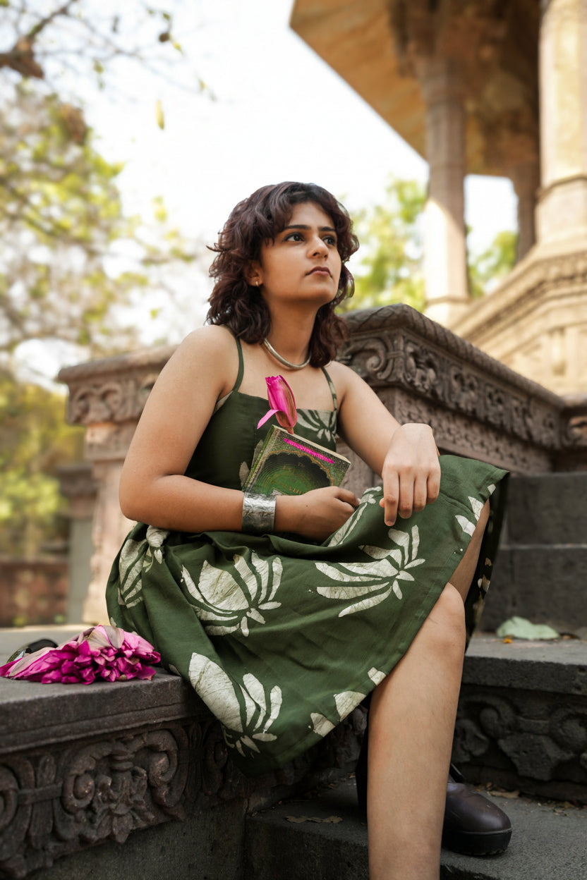Gehra Green kamal Chanderi hot short dress