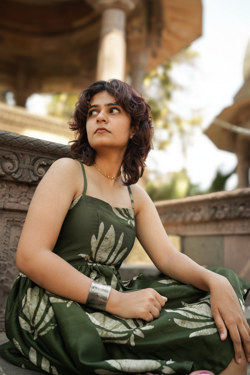 Gehra Green kamal Chanderi hot short dress