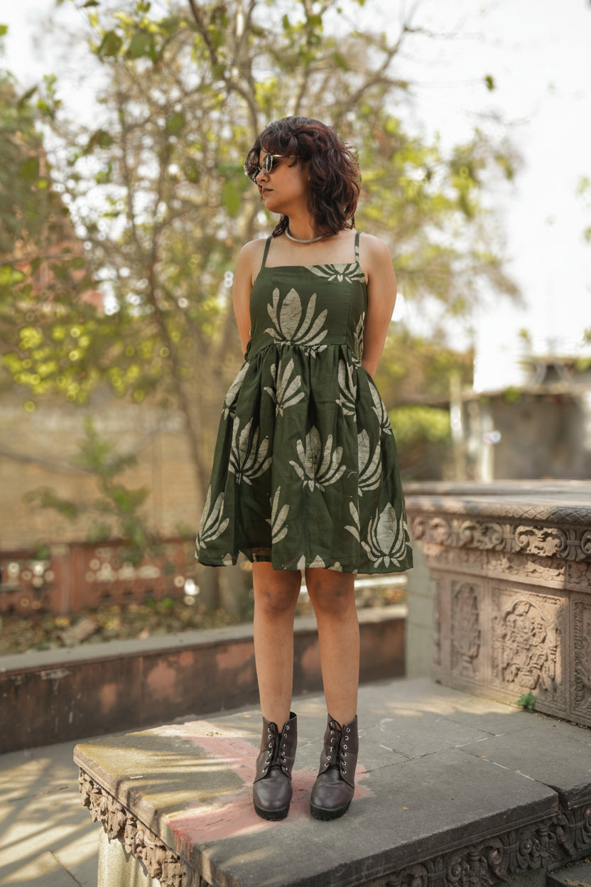 Gehra Green kamal Chanderi hot short dress