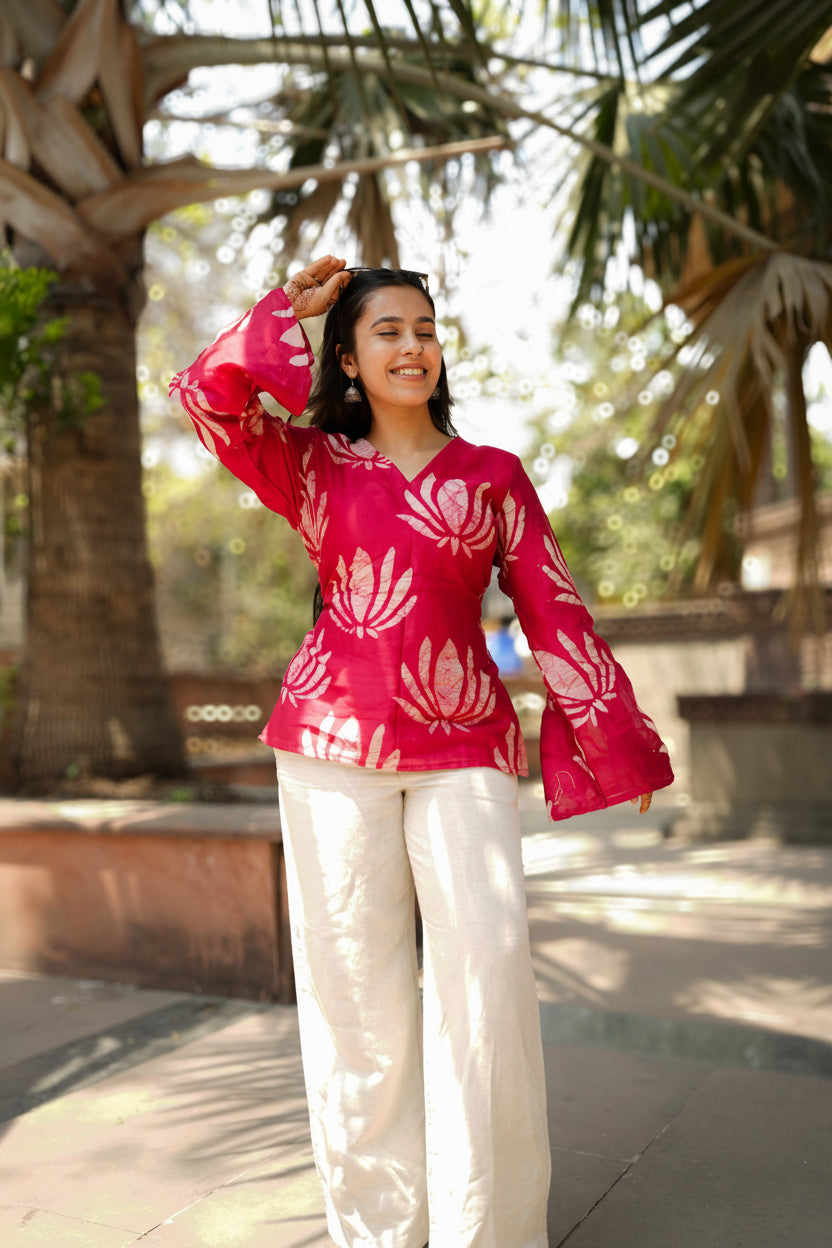 Rani Kamal Chanderi bell sleeves Kurti
