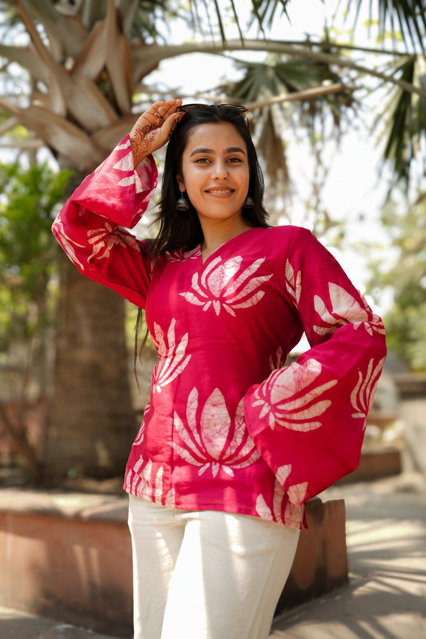Rani Kamal Chanderi bell sleeves Kurti