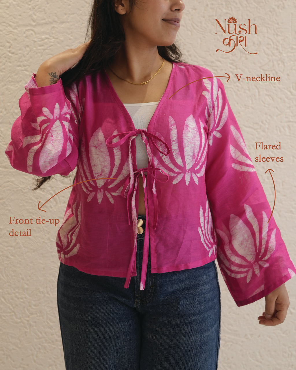 Gul Kamal Chanderi Front Tie Top